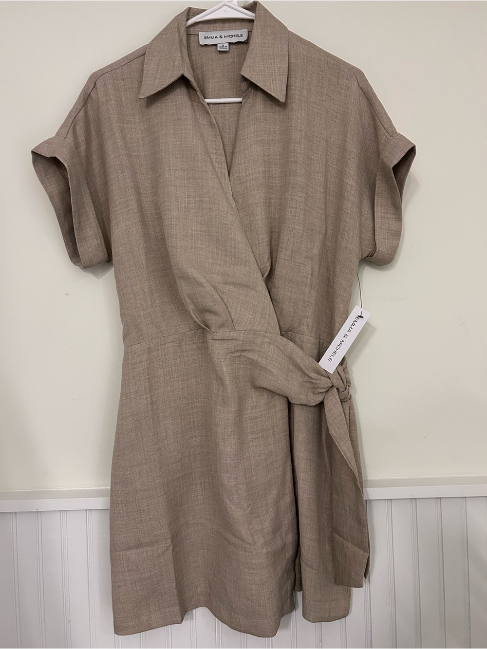 Emma & Michele Taupe Romper Wrap Skirt Over Shorts Size Small NWT